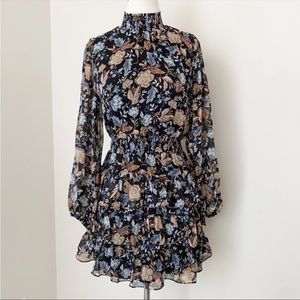 NWOT Express Floral Tiered Mini Dress